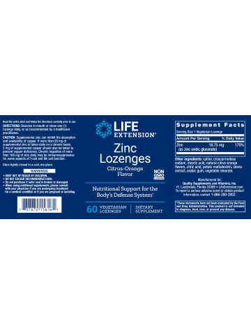 Cynk Lozenges Life Extension (60 pastylek do ssania) - suplement diety