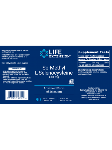 Selen - Se-Methyl L-Selenocysteine Life Extension (90 kapsułek) - suplement diety