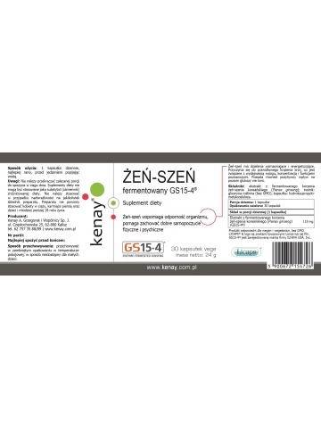 Żeńszeń fermentowany GS15-4® (30 kapsułek) - suplement diety