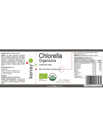 Chlorella Organiczna (600 tabletek) - suplement diety