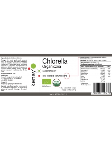 Chlorella Organiczna (180 tabletek) - suplement diety