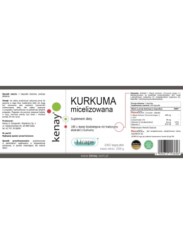 Kurkuma micelizowana (240 kapsułek Licaps®) - suplement diety