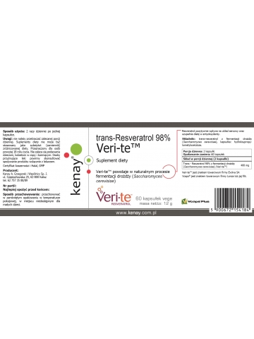 trans-Resveratrol 98% Veri-te™ (60 kapsułek) - suplement diety