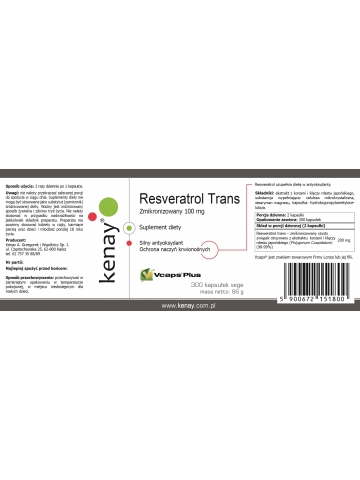 Resveratrol trans - zmikronizowany 100 mg (300 kapsułek) - suplement diety