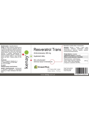 Resveratrol trans - zmikronizowany 200 mg (60 kapsułek) - suplement diety