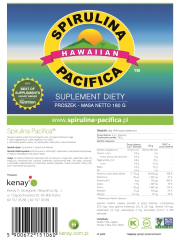 Spirulina Pacifica® hawajska w proszku (180 g) - suplement diety