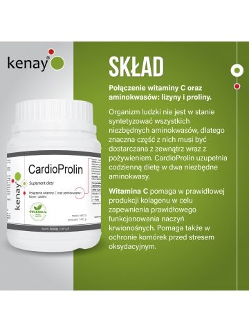 CardioProlin: L-prolina, L-lizyna, witamina C (proszek 142,8 g) - suplement diety