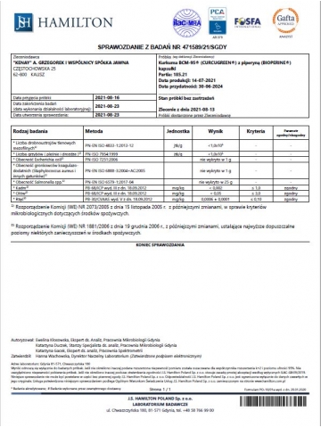 Kurkuma BCM-95® (CURCUGREEN®)  z piperyną (BIOPERINE®) (60 kapsułek) - suplement diety