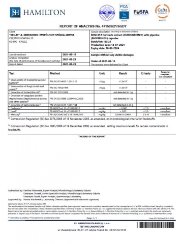 Kurkuma BCM-95® (CURCUGREEN®)  z piperyną (BIOPERINE®) (60 kapsułek) - suplement diety