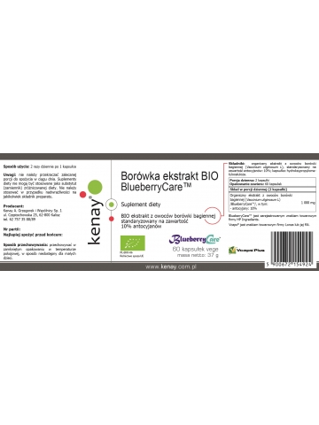 Borówka ekstrakt BIO BlueberryCare™ (60 kapsułek) - suplement diety