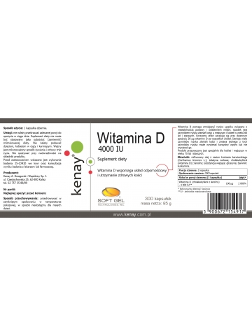 WITAMINA D 4000 IU (300 kapsułek) - suplement diety