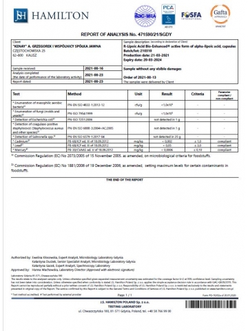 Kwas R-ALA Bio-Enhanced® aktywna forma kwasu liponowego (60 kapsułek) - suplement diety