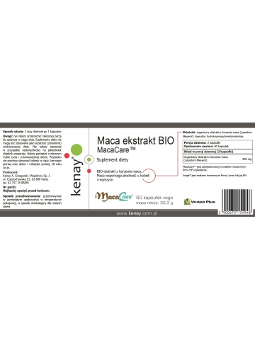 Maca ekstrakt BIO MacaCare™ (60 kapsułek vege) - suplement diety