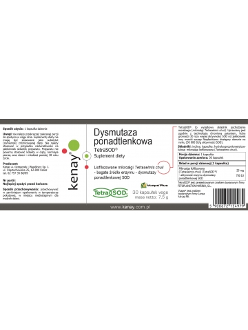 Dysmutaza ponadtlenkowa TetraSOD® (30 kapsułek) - suplement diety