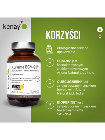 Kurkuma BCM-95® (CURCUGREEN®)  z piperyną (BIOPERINE®) (60 kapsułek) - suplement diety