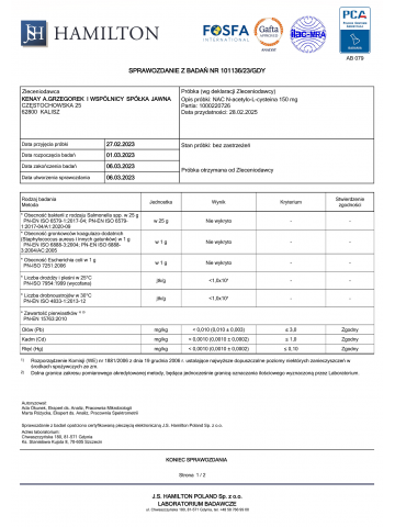 NAC  N-acetylo-L-cysteina 150 mg (60 kapsułek) - suplement diety