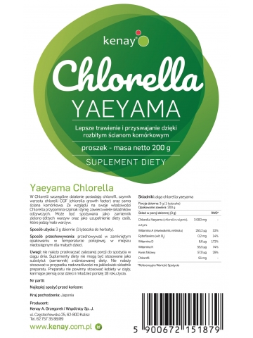 Chlorella Yaeyama w proszku (200 g) - suplement diety