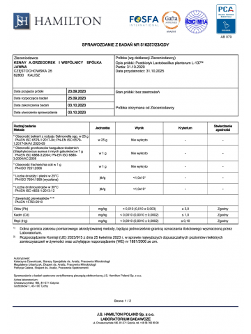 Postbiotyk Lactobacillus plantarum L-137™ (60 kapsułek) - suplement diety