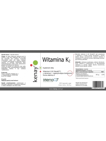 WITAMINA K2 MenaQ7® z ciecierzycy (300 kapsułek) - suplement diety