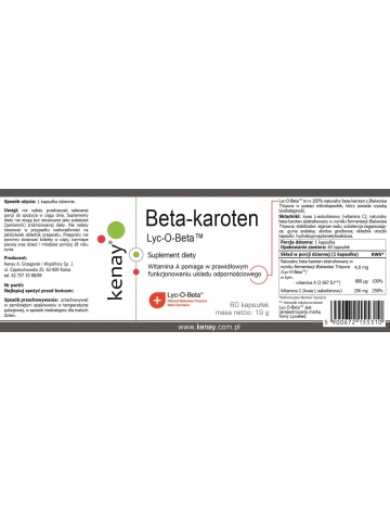 Beta - karoten Prowitamina A Lyc-O-Beta™ (60 kapsułek) - suplement diety