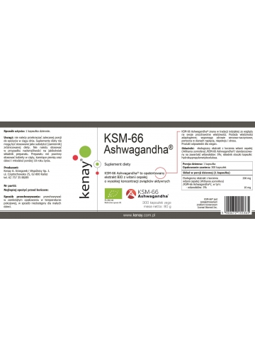 KSM-66 Ashwagandha® BIO (300 kapsułek) - suplement diety