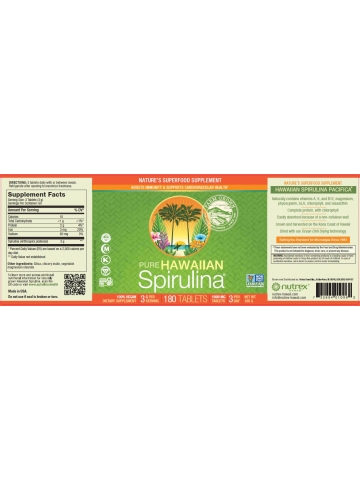 Spirulina Pacifica® hawajska 1000 mg (180 tabletek) - suplement diety