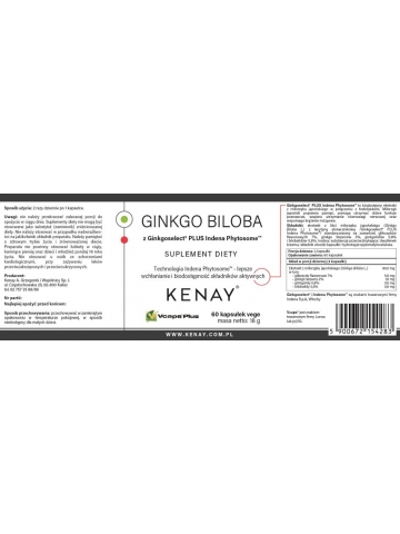 Ginkgo Biloba z Ginkgoselect® PLUS Indena Phytosome TM (60 kapsułek) - suplement diety