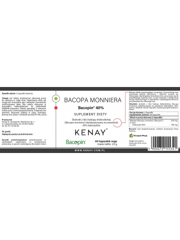 Bacopa monniera Bacopin® 40% (60 kapsułek) - suplement diety