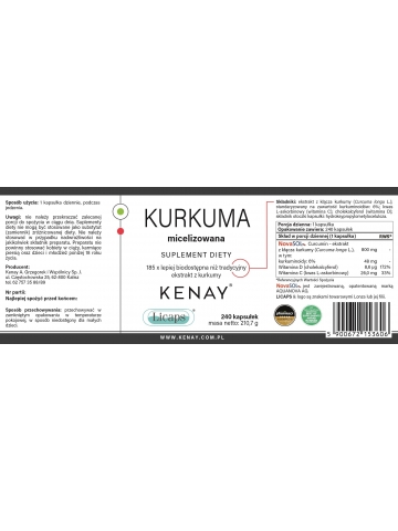 Kurkuma micelizowana (240 kapsułek Licaps®) - suplement diety
